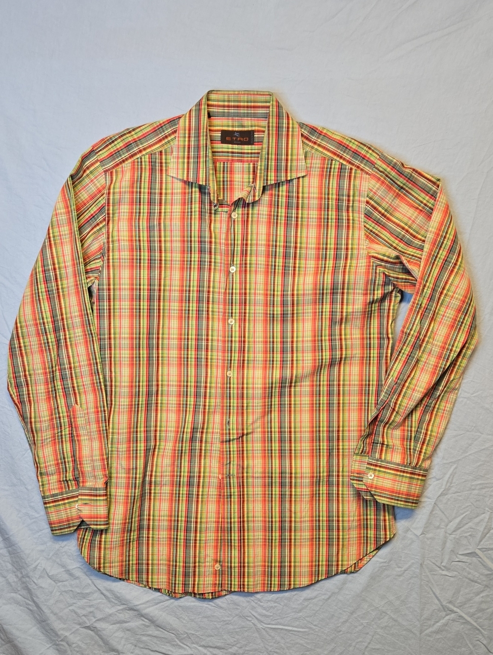 Etro Milano Multicolor Plaid Button Down Long Sleeve Dress Shirt